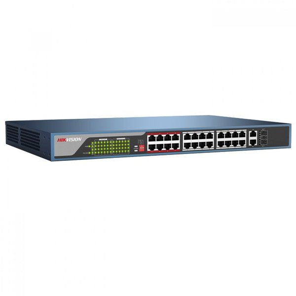 HIKVISION(ハイクビジョン）PoE/PoE 給電 電源不要 リンクポート付24ポートスイッチ DS-3E0326P-E