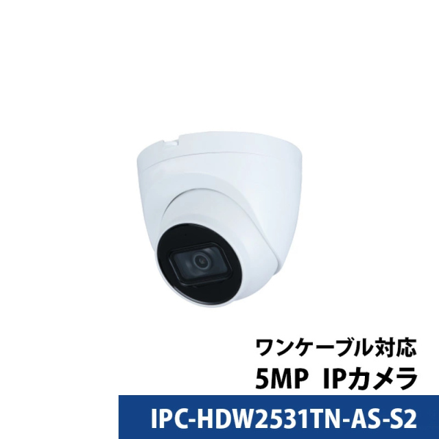 500万画素 Dahua(ダーファ) 防犯カメラ IP 屋外屋内 カメラ電源不要 スマホ監視 PoE IPC-HDW2531TN-AS-S2 タレット型 レンズサイズ2.8mm
