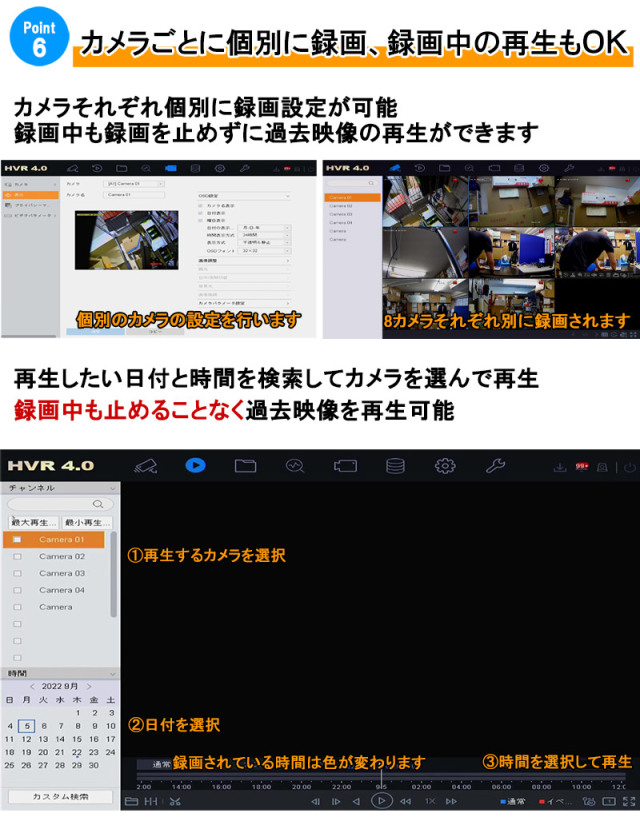 防犯カメラ 業務用 屋内屋外 バリフォーカル ワンケーブル(PoC) 8台