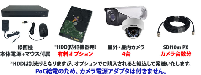 世界のHIKVISION(ハイクビジョン）業務用ワンケーブル防犯カメラセット 
