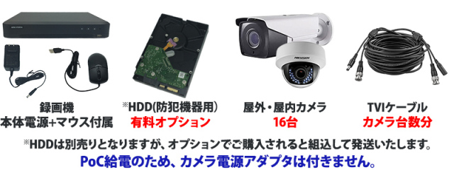 【高画質】フルHD防犯カメラ一式セット(レコーダー カメラ3台 電源ユニット) 防犯カメラ 業務用 屋内屋外 バリフォーカル ワンケーブル(PoC