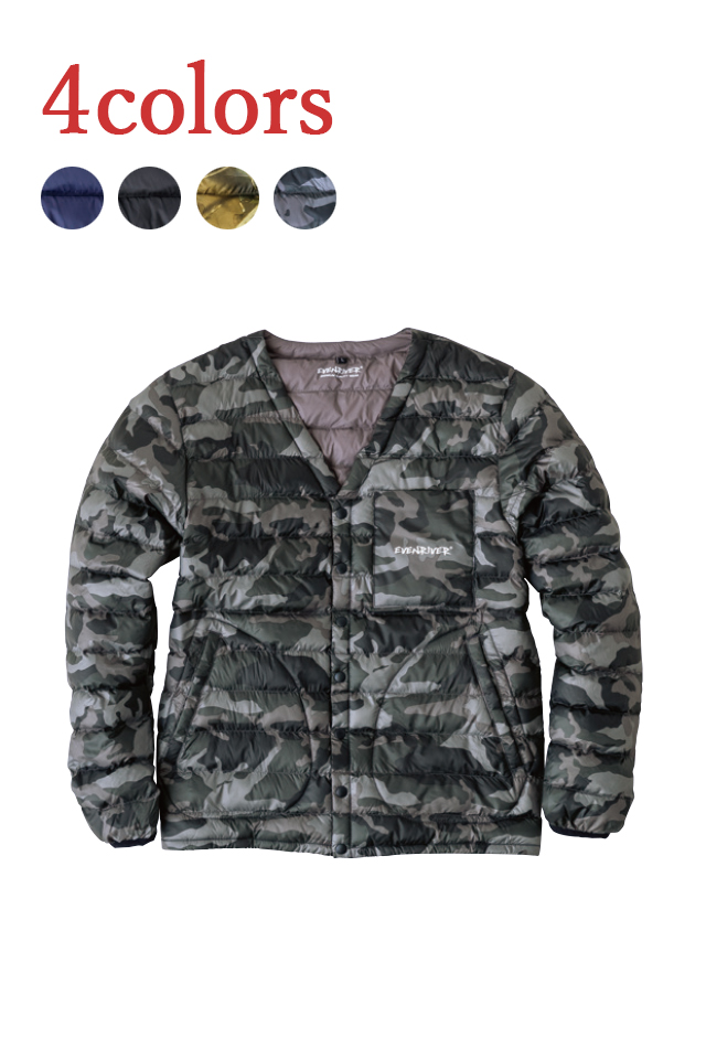 R127EVENRIVERファイバーダウン軽量防寒服カモフラ