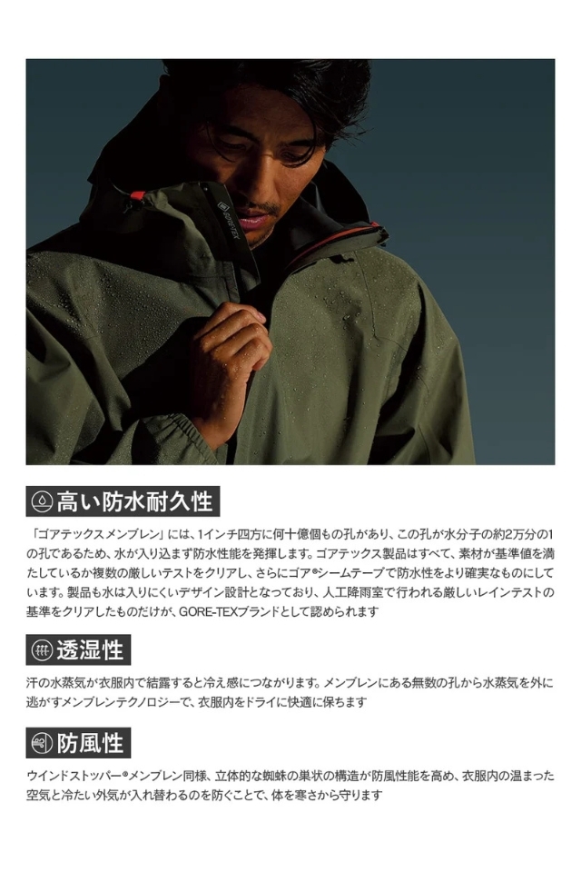 GORE-TEX 軽量防水レインジャケットASAHICHO51040｜透湿性・防水性最強