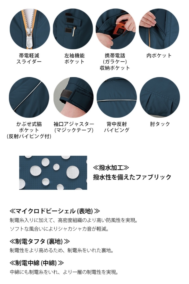 コーコス信岡】帯電防止JIS T8118合格・軽量制電防寒ブルゾン A-12360