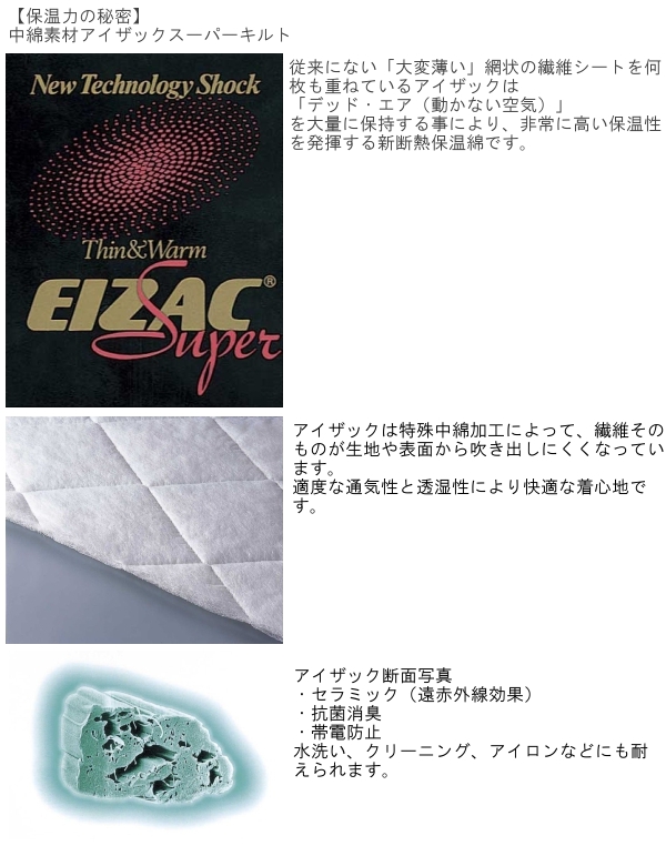 ポケットが使えない縫製加工済みマイナス40度対応冷凍庫防寒着ポケット