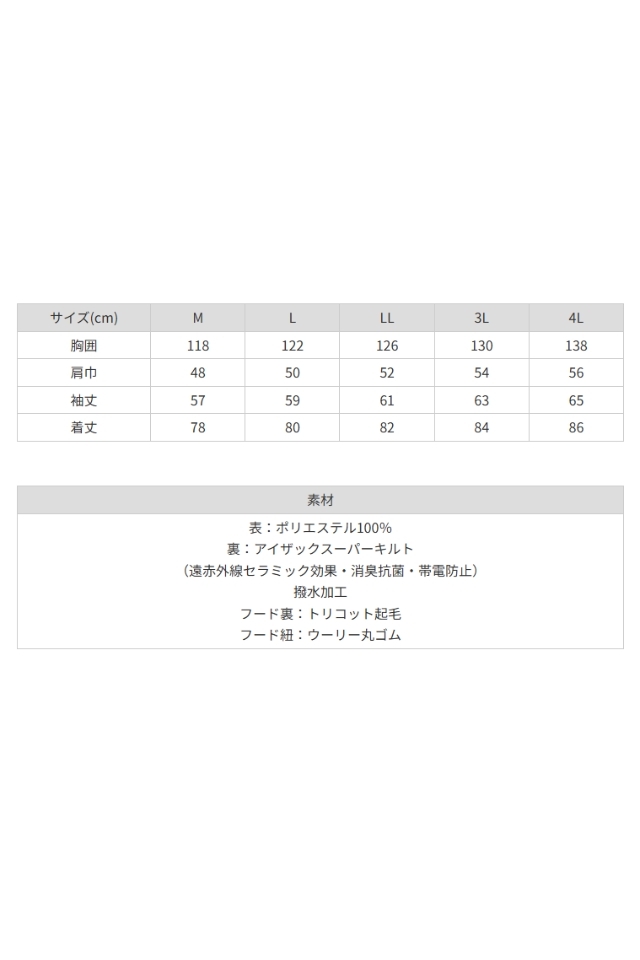 ポケットが使えない縫製加工済みマイナス40度対応冷凍庫防寒着ポケット