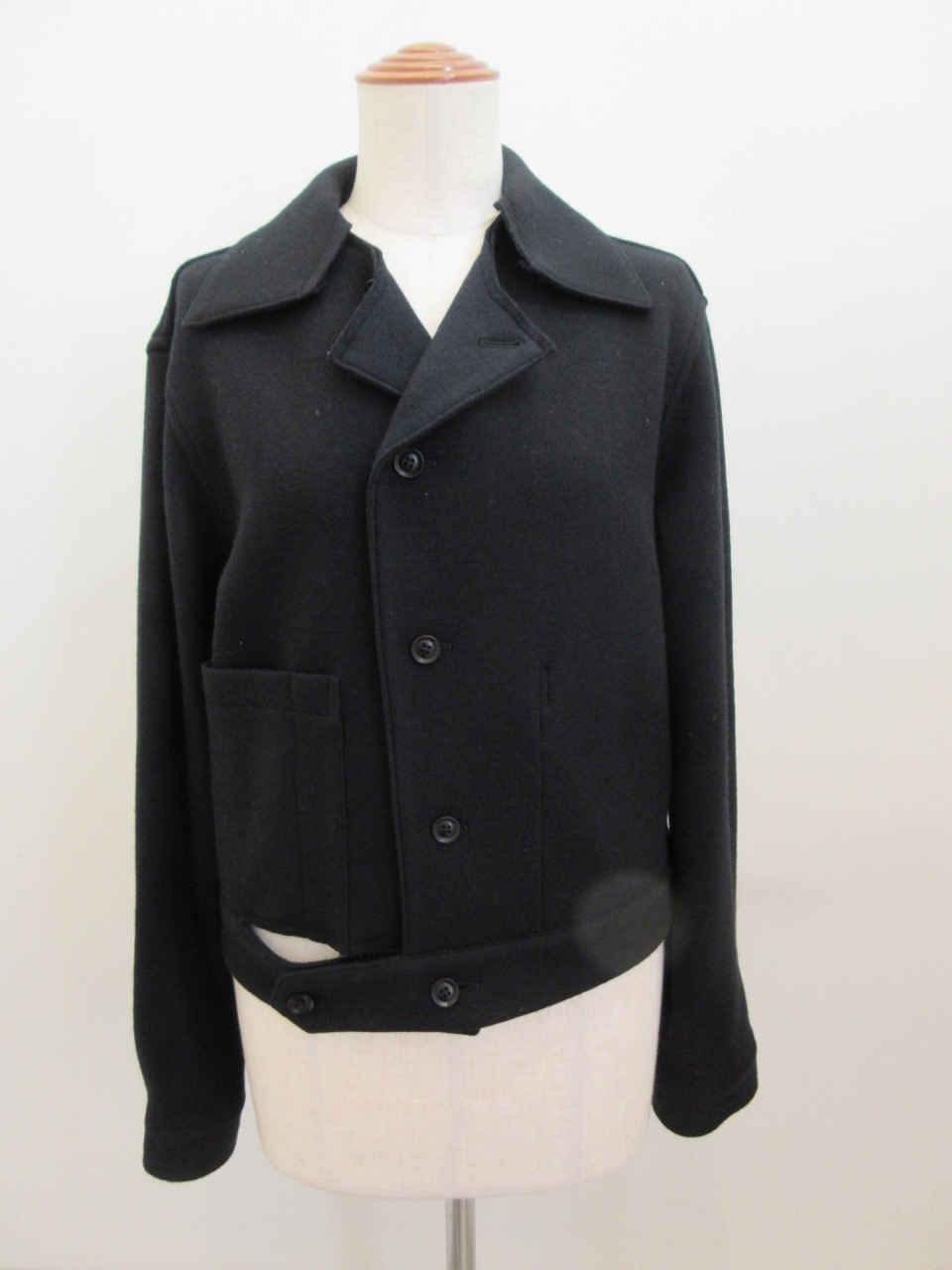 Y's YOHJI YAMAMOTO (ワイズ　ヨウジヤマモト) W/NYリバージャージ衿ハズシショートジャケット:ブラック