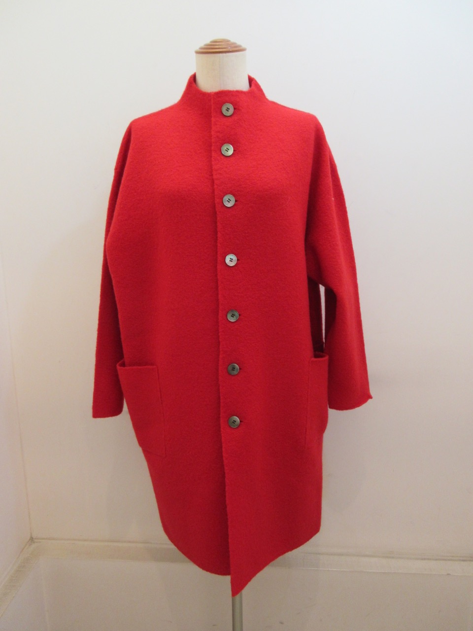 KEI Hayama PLUS(ケイハヤマプリュス) 8.5G強縮絨ニットハーフコート：レッド