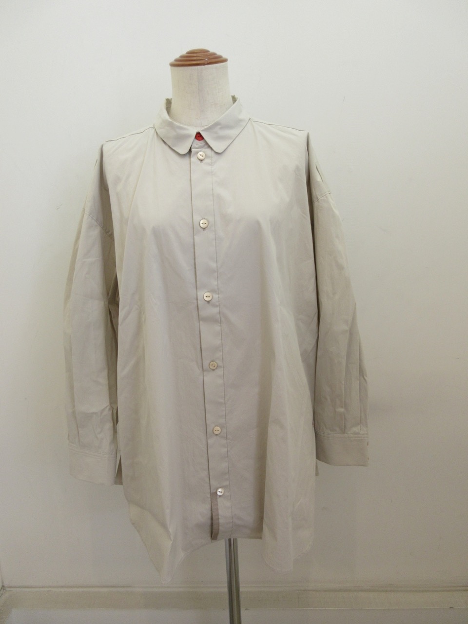 KEI Hayama PLUS(ケイハヤマプリュス) コットンストレッチブロードビッグシャツ：ベージュ