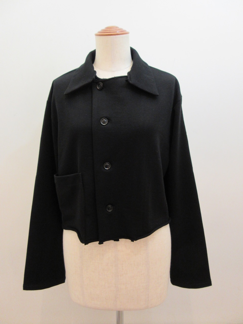 Y's YOHJI YAMAMOTO (ワイズ　ヨウジヤマモト) ソフト裏毛ショートジャケット：ブラック