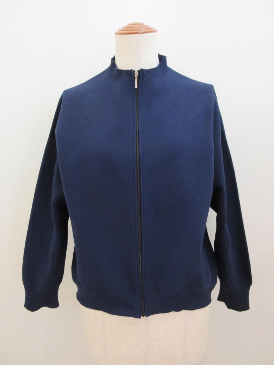 KEI Hayama PLUS(ケイハヤマプリュス) コットンストレッチ12Gホールガーメントニットジャケット:ネイビー