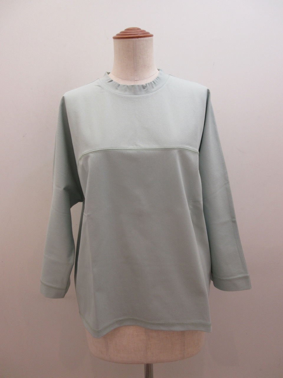 KEI Hayama PLUS(ケイハヤマプリュス) ドライトリコット立ち襟長袖Tシャツ:ライトグリーン