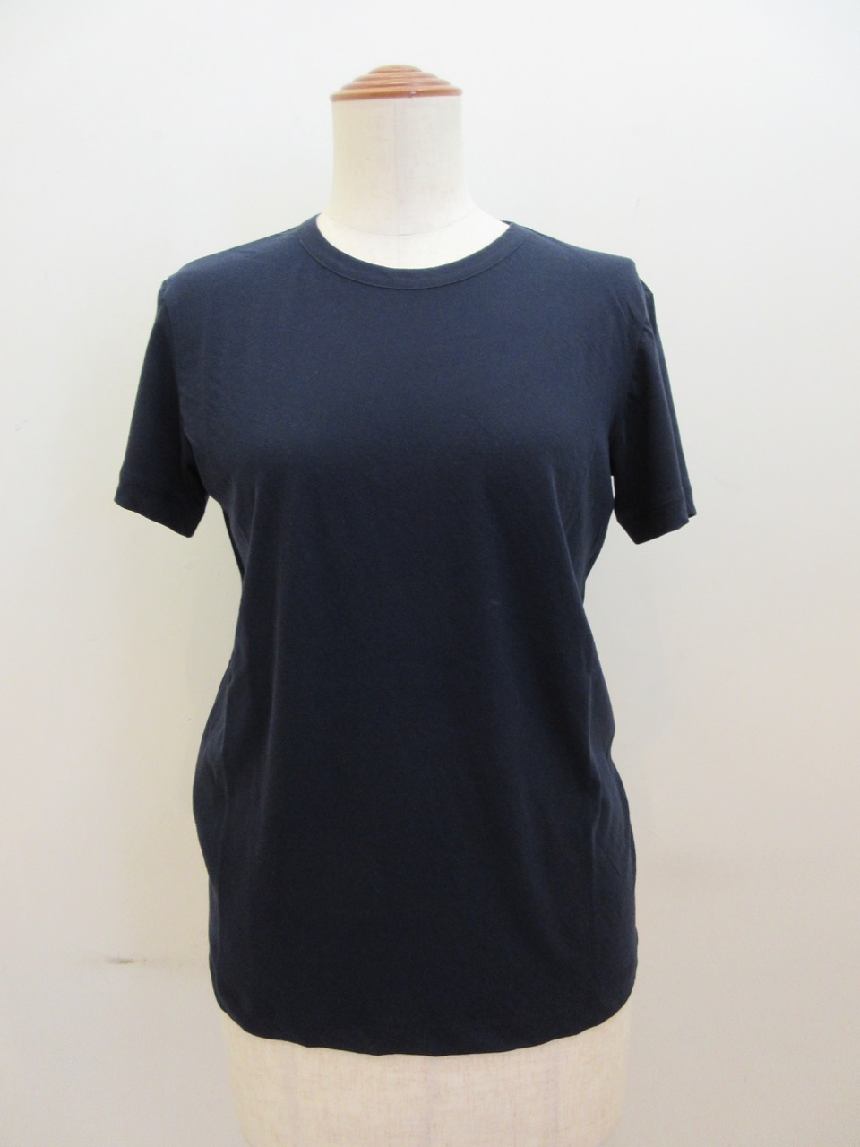 Y's YOHJI YAMAMOTO (ワイズ　ヨウジヤマモト) 強撚天竺丸首半袖Tシャツ:ネイビー
