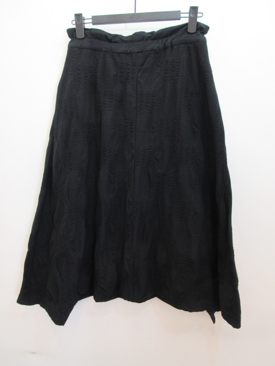 Y's YOHJI YAMAMOTO (ワイズ　ヨウジヤマモト) コットンブロックタックジャガードポケットサルエルパンツ:ブラック