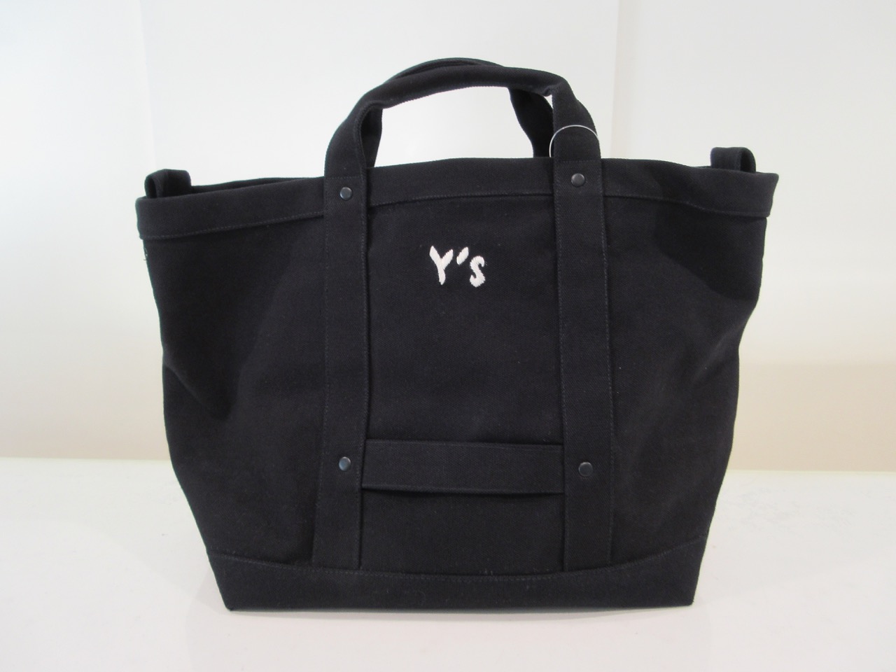 Y's YOHJI YAMAMOTO (ワイズ　ヨウジヤマモト) 帆布手刺繍キャンバストート:ブラック