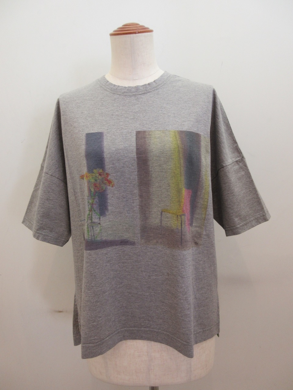 KEI Hayama PLUS(ケイハヤマプリュス) ジュンイイダカラープリントギザブレンド天竺半袖Tシャツ:：杢グレー