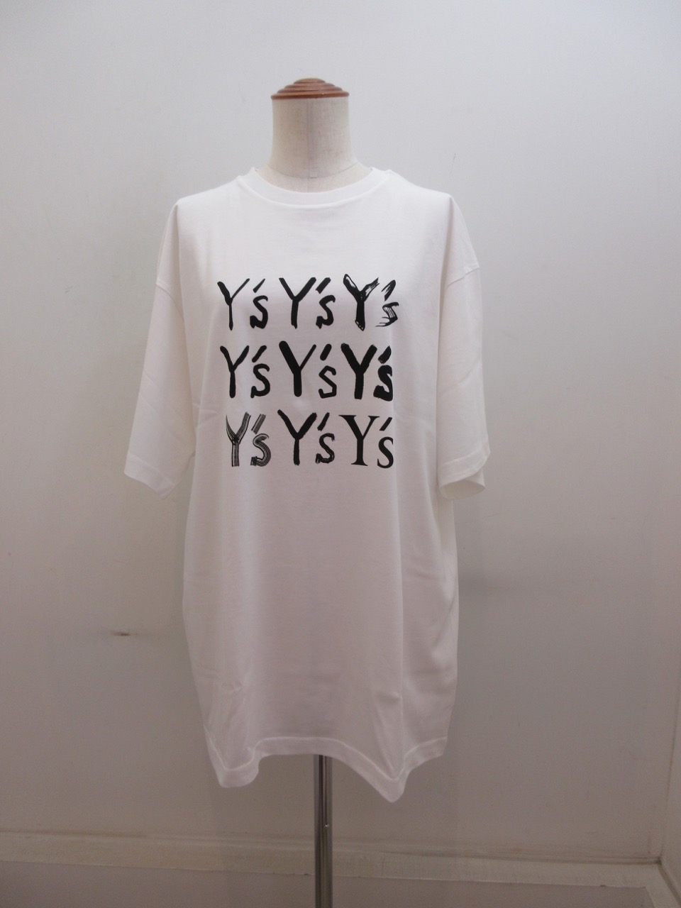 Y's YOHJI YAMAMOTO (ワイズ　ヨウジヤマモト) 6.5オンス天竺Y’s instruct丸首半袖ビッグTシャツ：ホワイト