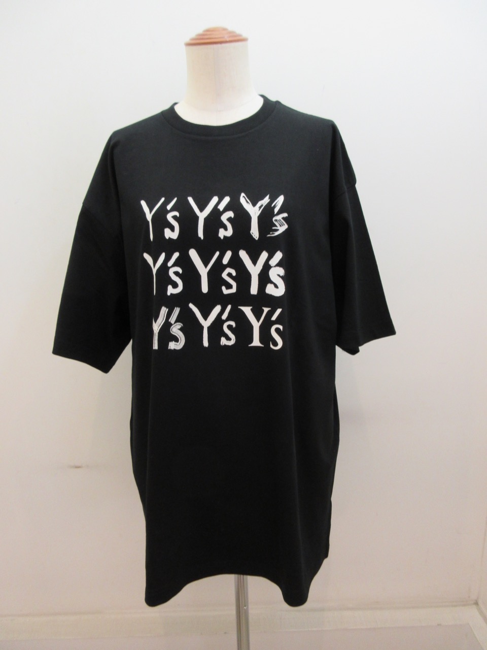 Y's YOHJI YAMAMOTO (ワイズ　ヨウジヤマモト) 6.5オンス天竺Y’s instruct丸首半袖ビッグTシャツ:ブラック
