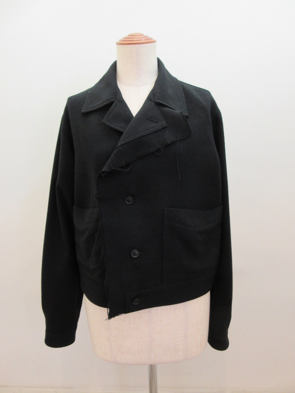 Y's YOHJI YAMAMOTO (ワイズ　ヨウジヤマモト) c/w/peカルゼ左前タチキリジャケット:ブラック