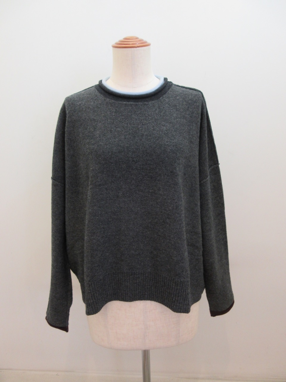 Y's YOHJI YAMAMOTO (ワイズ　ヨウジヤマモト) 10G天竺裏目ビッグプルオーバーニット：グレー