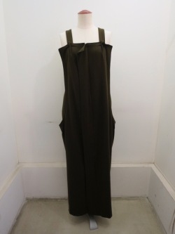 Y's YOHJI YAMAMOTO (ワイズ　ヨウジヤマモト) ウールフラノサスペンダードレス：カーキ