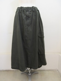 Y's YOHJI YAMAMOTO (ワイズ　ヨウジヤマモト) C/Nクロス顔料コーティング製品洗いフィッシュテールスカート：カーキ