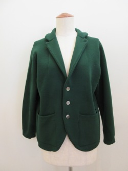 KEI Hayama PLUS(ケイハヤマプリュス) ポリエステルストレッチ7Gテーラードニットジャケット：グリーン