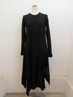 Y's YOHJI YAMAMOTO (ワイズ　ヨウジヤマモト) W/NY天竺丸首フレアドレス:ブラック