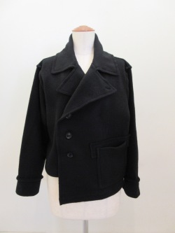 Y's YOHJI YAMAMOTO (ワイズ　ヨウジヤマモト) W/NY圧縮・起毛アンバランスシュート丈ジャケット:ブラック