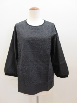 KEI Hayama PLUS(ケイハヤマプリュス) ペーズリー刺繍キュプラコットンブロード:ブラック