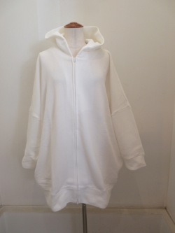 Y's YOHJI YAMAMOTO (ワイズ　ヨウジヤマモト) コットンリヨセル裏毛ビッグ長袖パーカー：ホワイト