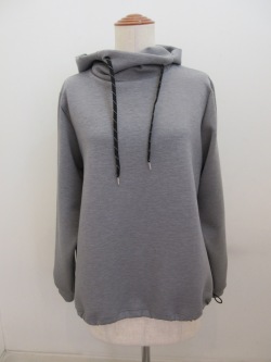 KEI Hayama PLUS(ケイハヤマプリュス) ストレッチダンボールニットスソゴム入りパーカー:グレー