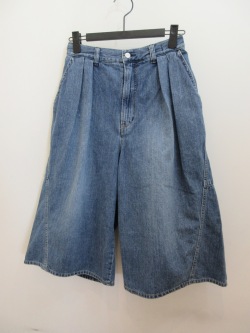 H.A.K (ハク) ドレープデニムキュロットパンツ：ブルー