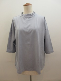 KEI Hayama PLUS(ケイハヤマプリュス)スーピマ天竺台襟六分袖Tシャツ:サックス