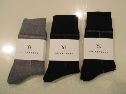 Y's YOHJI YAMAMOTO (ワイズ　ヨウジヤマモト) Y's×CHICSTOCKSコラボラインラメソックス：左からグレー／ネイビー／ブラック