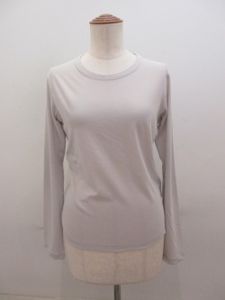Y's YOHJI YAMAMOTO (ワイズ　ヨウジヤマモト) コットン強撚天竺定番丸首長袖Tシャツ：ライトグレー