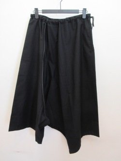 Y's YOHJI YAMAMOTO (ワイズ　ヨウジヤマモト)コットンツイルY’sステッチサルエルパンツ：ブラック