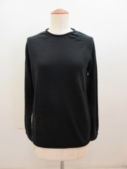 Y's YOHJI YAMAMOTO (ワイズ　ヨウジヤマモト) 12GY'sインターシャジャガードロゴラグラン袖ニット:ブラック