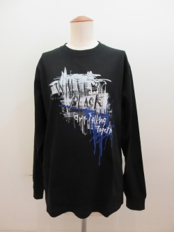 Y's YOHJI YAMAMOTO (ワイズ　ヨウジヤマモト) 6.5oz天竺チェックメッセージ顔料プリントTシャツ：ブラック