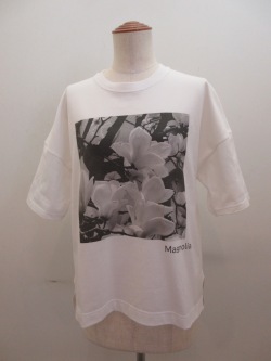 KEI Hayama PLUS(ケイハヤマプリュス) マグノリアフォットプリントモダン天竺半袖Tシャツ：ホワイト
