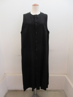 Y's YOHJI YAMAMOTO (ワイズ　ヨウジヤマモト) コットンツイル製品柔軟洗いロングポケットドレス:ブラック