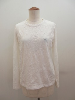 Y's YOHJI YAMAMOTO (ワイズ　ヨウジヤマモト) 天竺シワ加工Y’sステッチロンT：オフホワイト