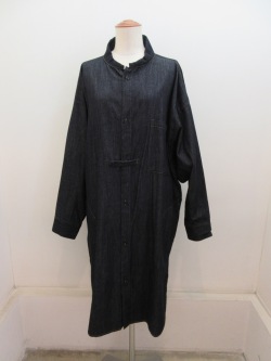 Y's YOHJI YAMAMOTO (ワイズ　ヨウジヤマモト) 6ozデニム配色ST製品洗いはおりシャツドレス：インディゴ