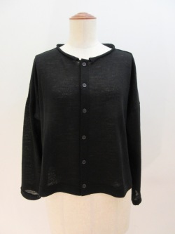 Y's YOHJI YAMAMOTO (ワイズ　ヨウジヤマモト) ガーゼ梨地ワイドカーデ:ブラック