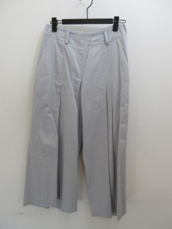 Y's YOHJI YAMAMOTO (ワイズ　ヨウジヤマモト) コットンツイルランダムタック太パンツ：ライトグレー