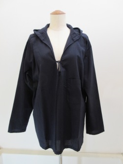 Y's YOHJI YAMAMOTO (ワイズ　ヨウジヤマモト) 薄ツイルフードプルオーバー:ネイビー