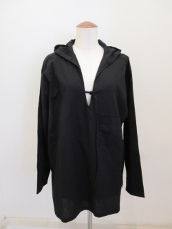 Y's YOHJI YAMAMOTO (ワイズ　ヨウジヤマモト) 薄ツイルフードプルオーバー:ブラック