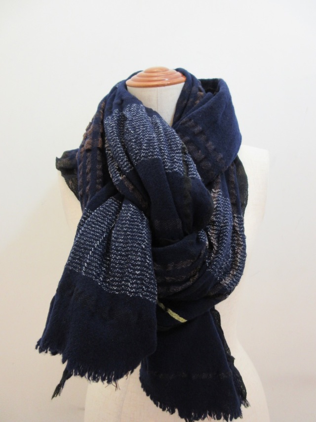 Y's ウール ストール チェック柄 Y's YOHJI YAMAMOTO (ワイズ ヨウジヤマモト) フリルチェック