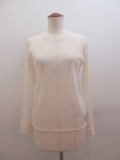 H.A.K (ハク) パワーチュール袖口フリルTシャツ：クリーム