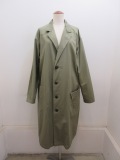 Y's YOHJI YAMAMOTO (ワイズ　ヨウジヤマモト) コットンツイル左衿ハズシロングコート：カーキ